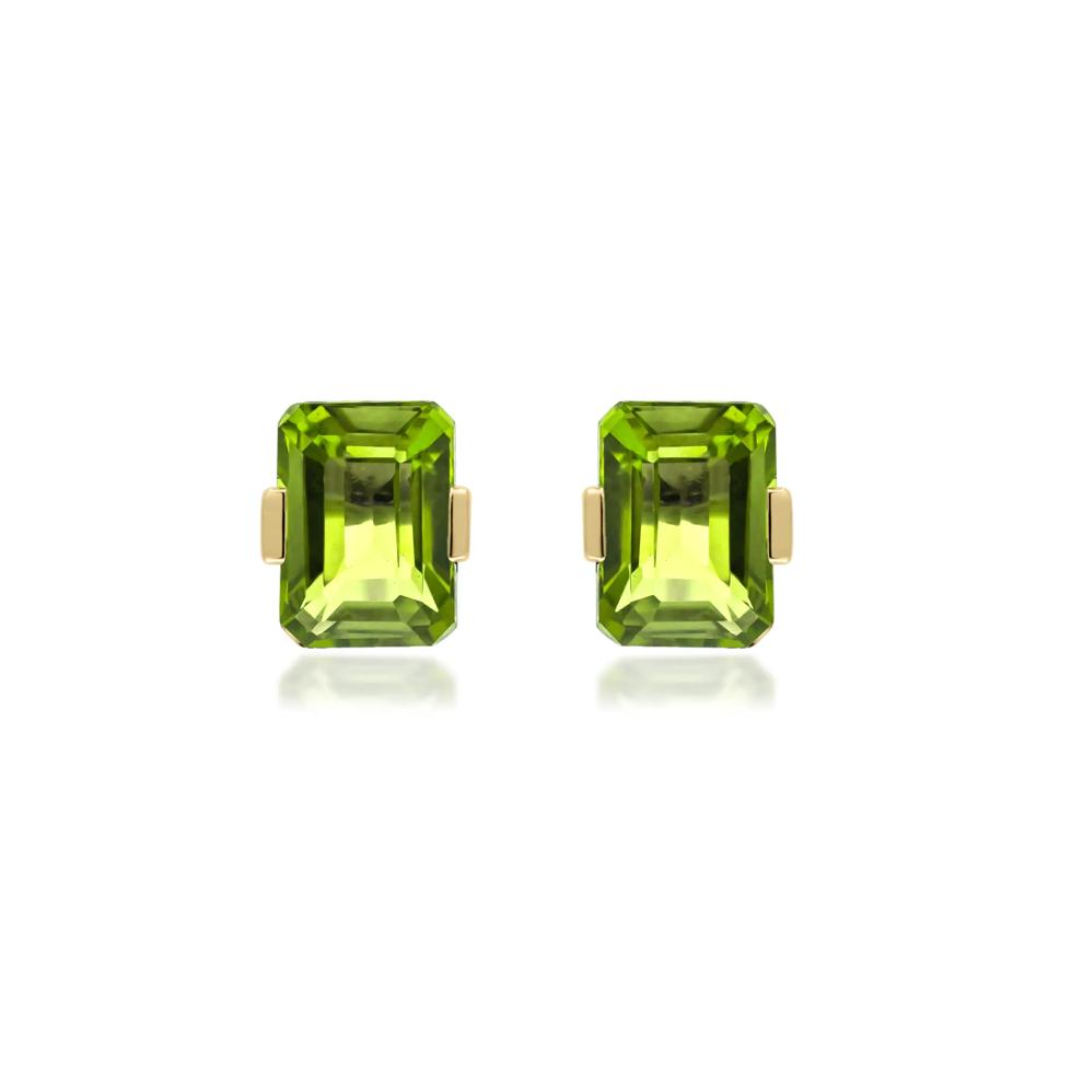 Tension-Set Peridot Earrings in 10K Yellow Gold – Image 3 of 3