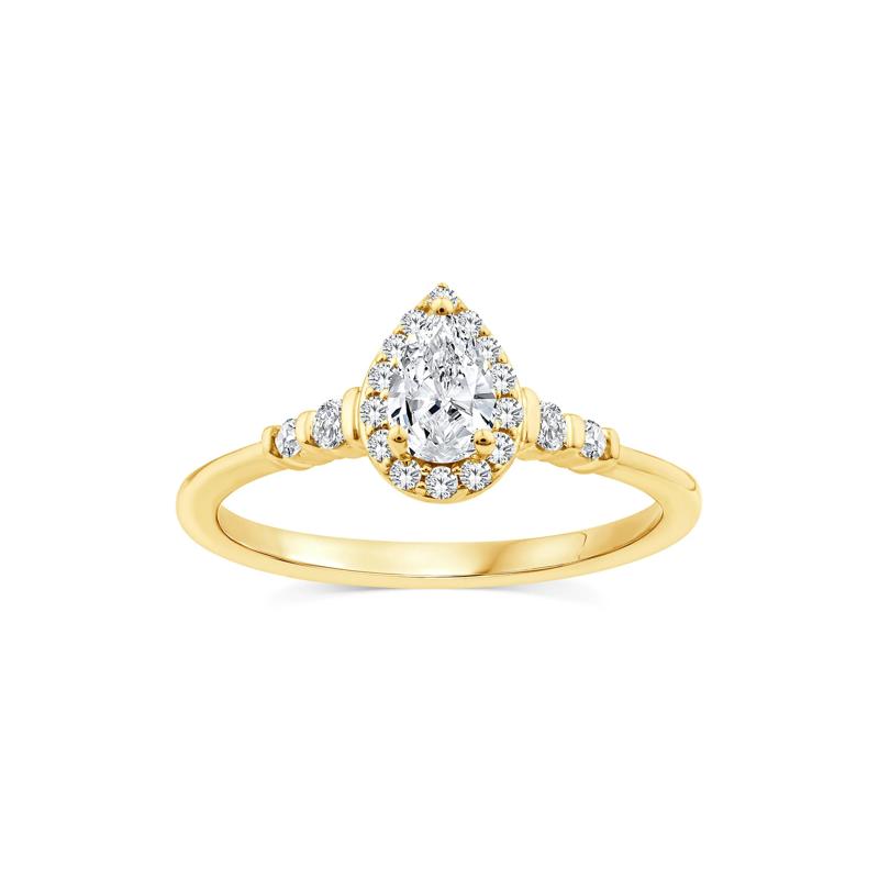 Lab Grown Diamond Pear Promise Ring in 10K Yellow Gold &#40;1/2 ct. tw.&#41; – Image 1 of 3