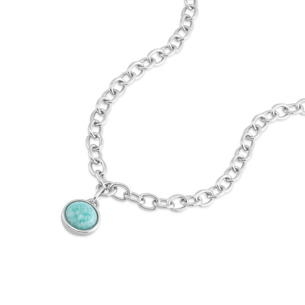 Amazonite Pendant Oval Link Necklace in Sterling Silver, 20" – Image 2 of 3