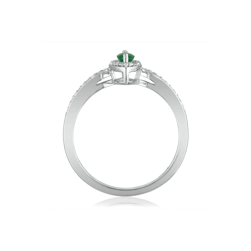 Emerald and Diamond Ring in 14K White Gold &#40;1/10 ct. tw.&#41; – Image 2 of 3