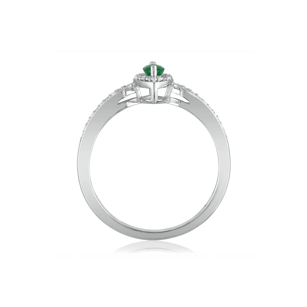 Emerald and Diamond Ring in 14K White Gold (1/10 ct. tw.) – Image 2 of 3