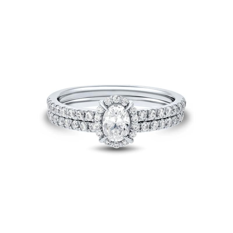 1 ct. tw. Diamond Oval-Shaped Engagement Set in 14K White Gold – Image 1 of 5
