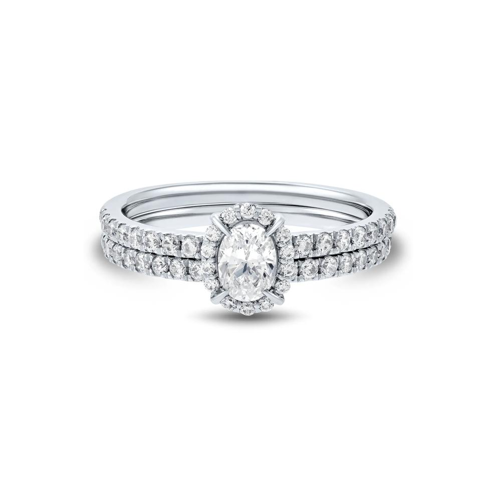 1 ct. tw. Diamond Oval-Shaped Engagement Set in 14K White Gold – Image 1 of 5