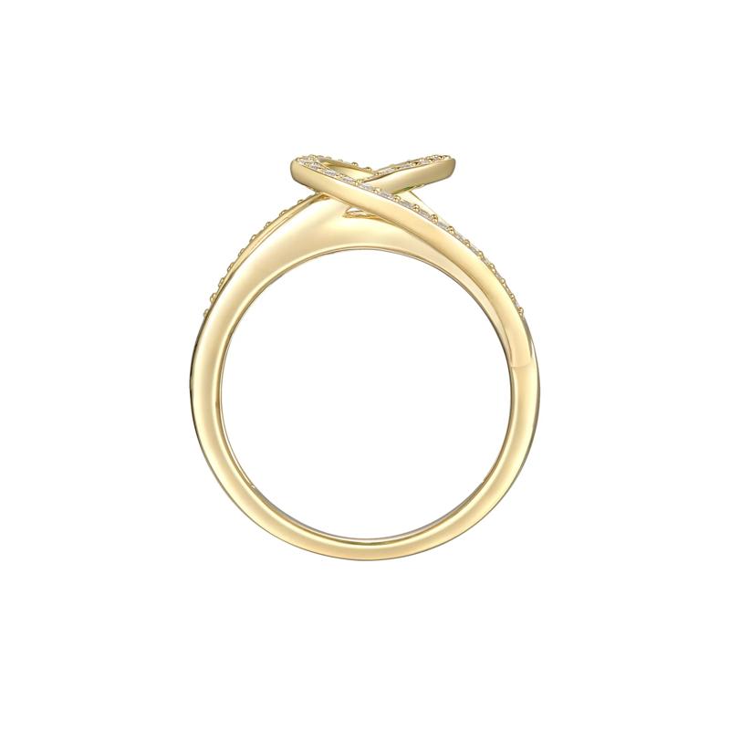 Emerald &amp; 1/4 ct. tw. Diamond Crossover Ring in 10K Yellow Gold – Image 2 of 3