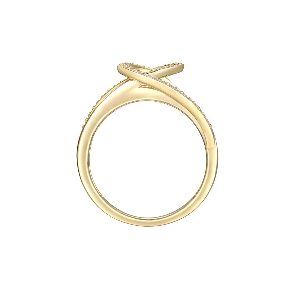 Emerald &amp; 1/4 ct. tw. Diamond Crossover Ring in 10K Yellow Gold – Image 2 of 3