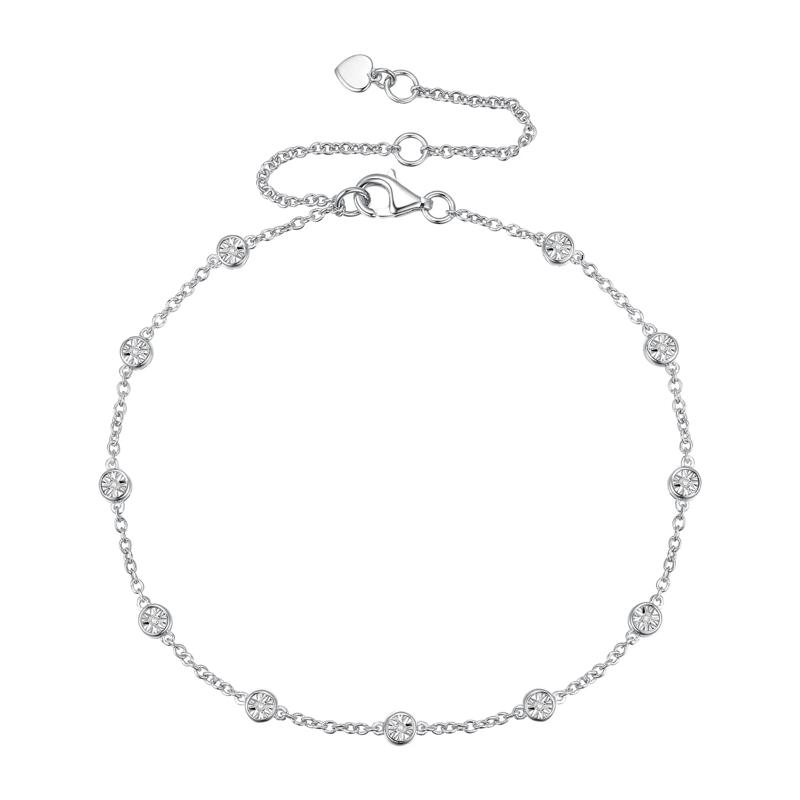 Diamond Bezel Bracelet in Sterling Silver &#40;1/10 ct. tw.&#41; – Image 1 of 1