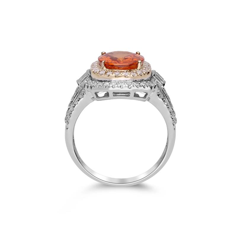 Orange Spessartite &amp; Diamond Double Halo Ring in 14K Yellow &amp; White Gold &#40;3/4 ct. tw.&#41; – Image 2 of 5