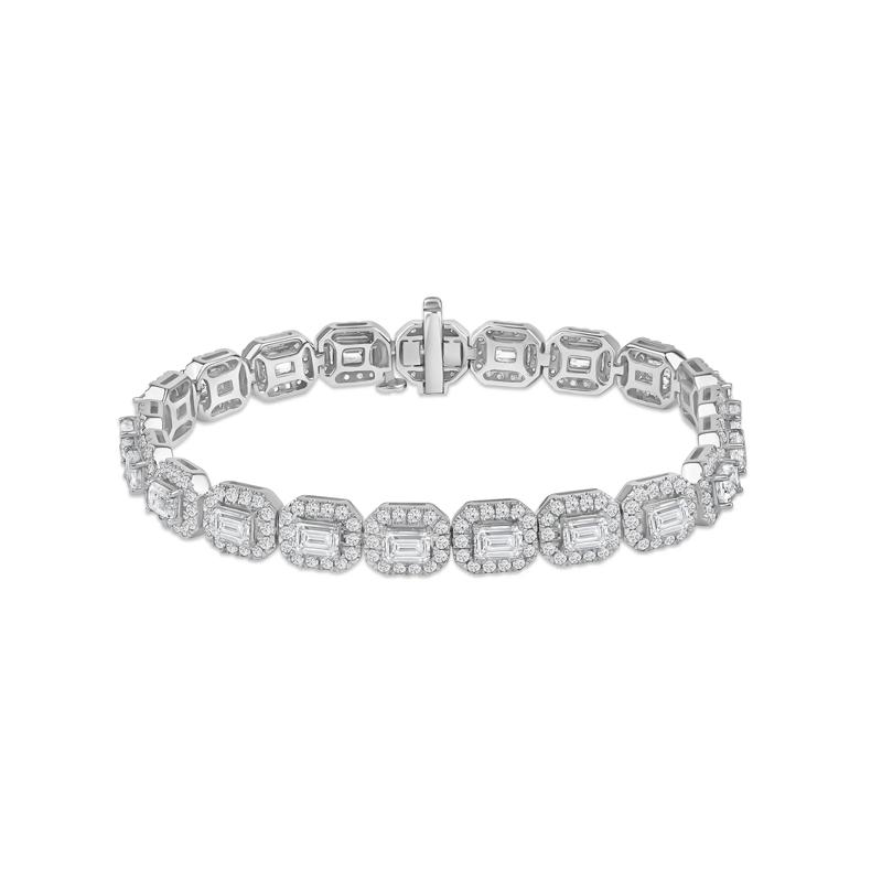 Lab Grown Diamond Halo Bracelet in 14K White Gold &#40;10 ct. tw.&#41; – Image 1 of 3