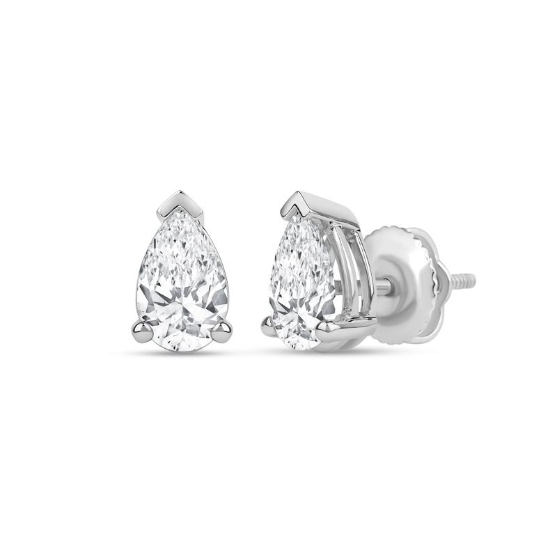 Lab Grown Diamond Pear-Shaped Solitaire Stud Earrings in 14K White Gold &#40;3 ct. tw.&#41; – Image 1 of 3