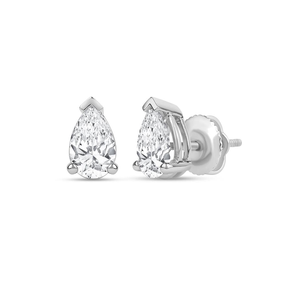 Lab Grown Diamond Pear-Shaped Solitaire Stud Earrings in 14K White Gold (3 ct. tw.) – Image 1 of 3