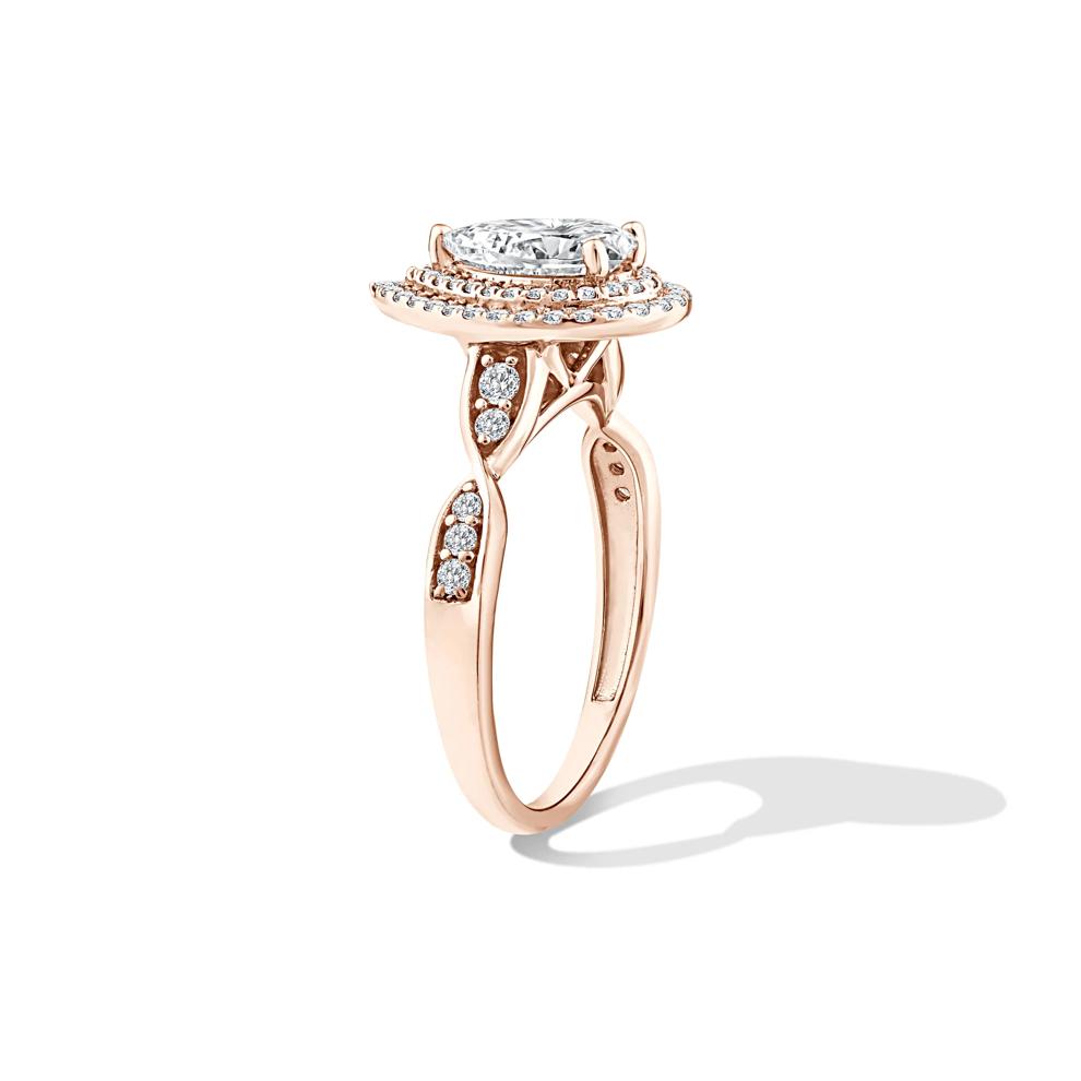 Lab Grown Diamond Pear-Shaped Center Engagement Ring in 10K Rose Gold (1 3/8 ct. tw.) – Image 3 of 4