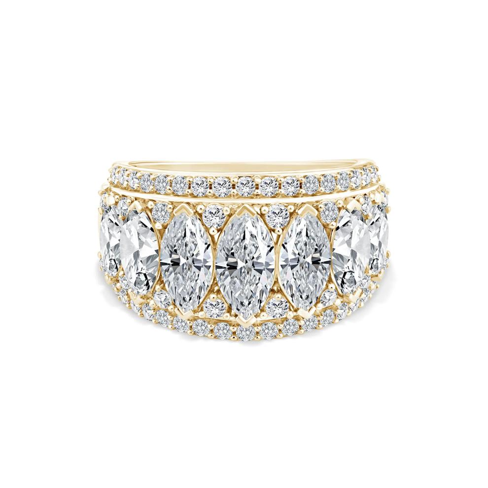 Lab Grown Diamond Marquise Multi-Row Anniversary Band in 10K Yellow Gold (3 1/2 ct. tw.) – Image 1 of 4