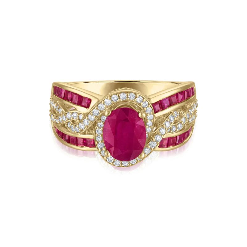 Ruby and Diamond Ring in 14K Yellow Gold &#40;1/3 ct. tw.&#41; – Image 1 of 3