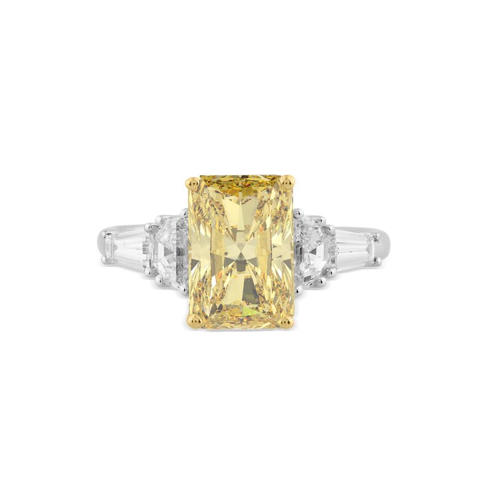 Lab Grown Diamond Yellow Radiant Center Engagement Ring in 14K White Gold (4 ct. tw.) – Image 1 of 4