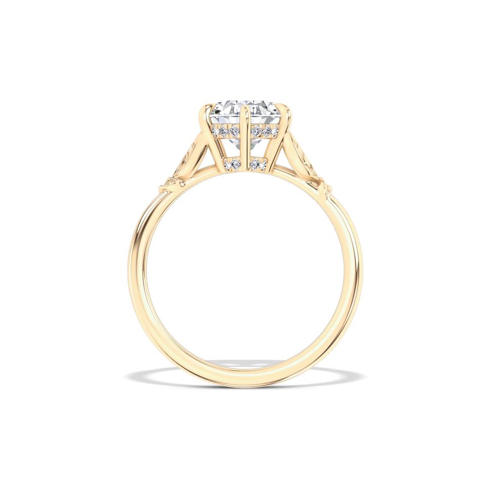 Lab Grown Diamond Etched Leaf Shank Engagement Ring in 14K Yellow Gold (2 ct. tw.) – Image 2 of 4