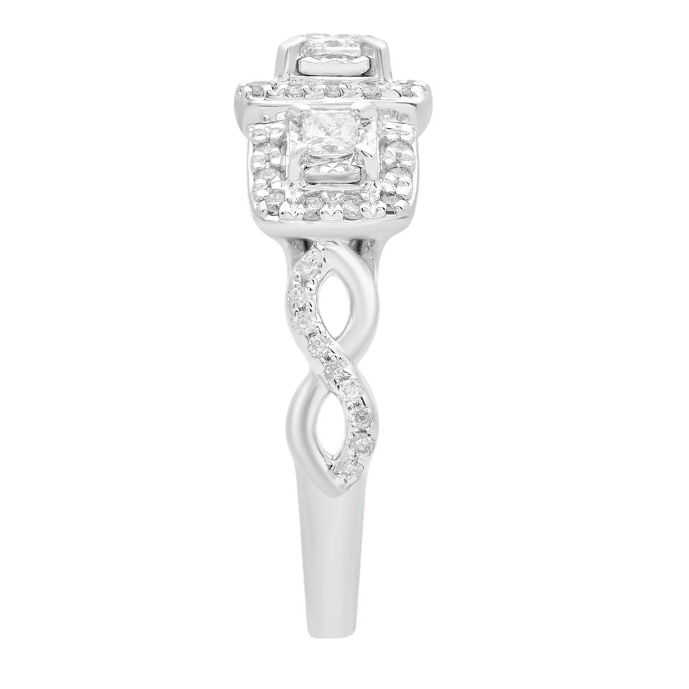 Princess-Cut Diamond Three-Stone Ring in 10K White Gold (1/2 ct. tw.) – Image 3 of 3