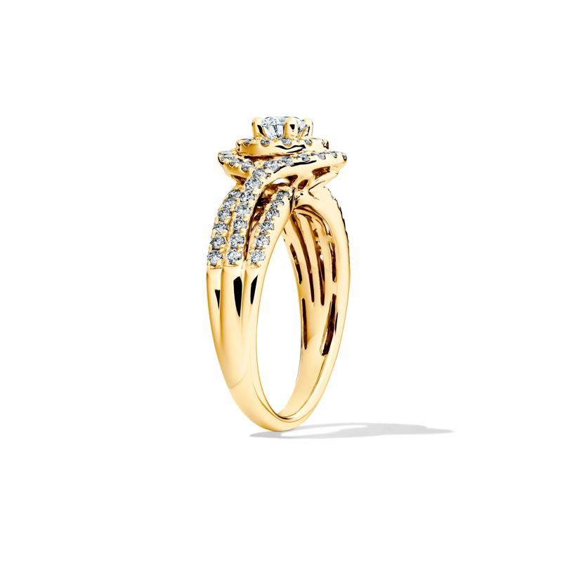 Diamond Double Halo Engagement Ring in 14K Yellow Gold (1 ct. tw.) – Image 3 of 4