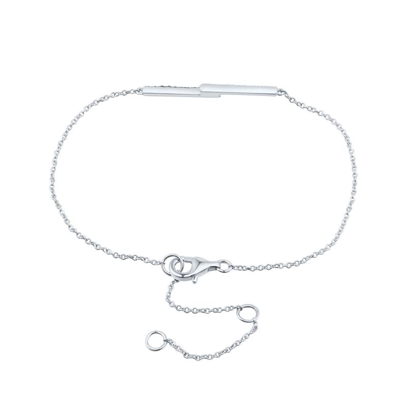 Black &amp; White Diamond Accent Bypass Bar Bracelet in 10K White Gold – Image 2 of 2