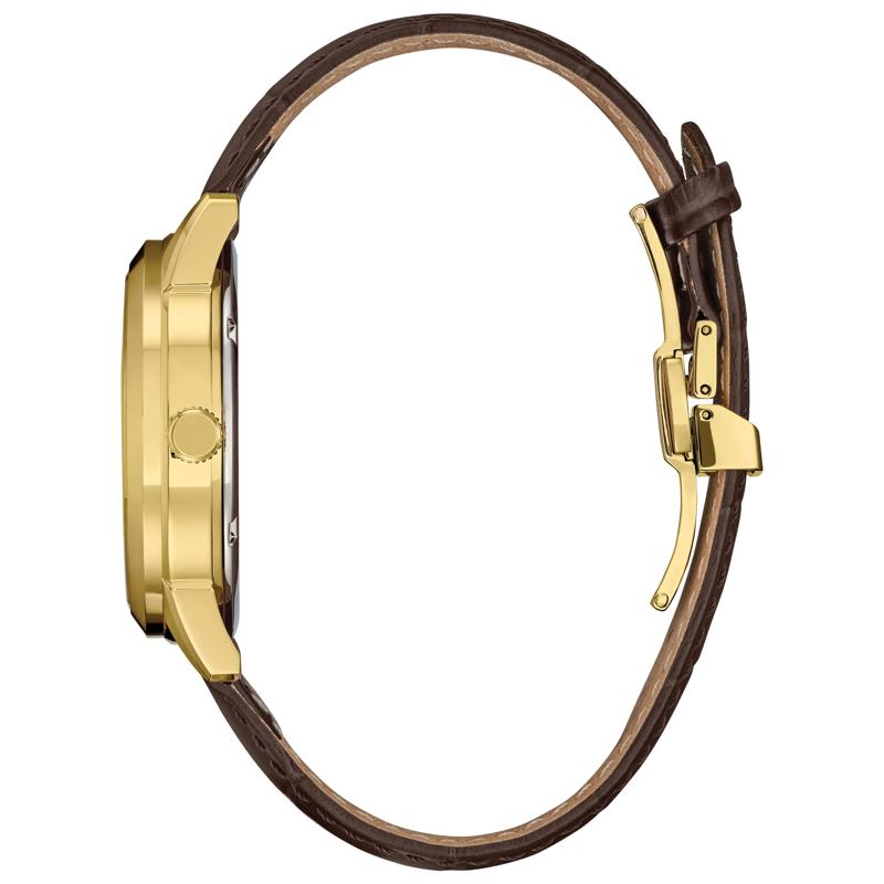 Men&#39;s Rolan Watch in Brown Leather and Gold-Tone Stainless Steel, 40MM – Image 2 of 4