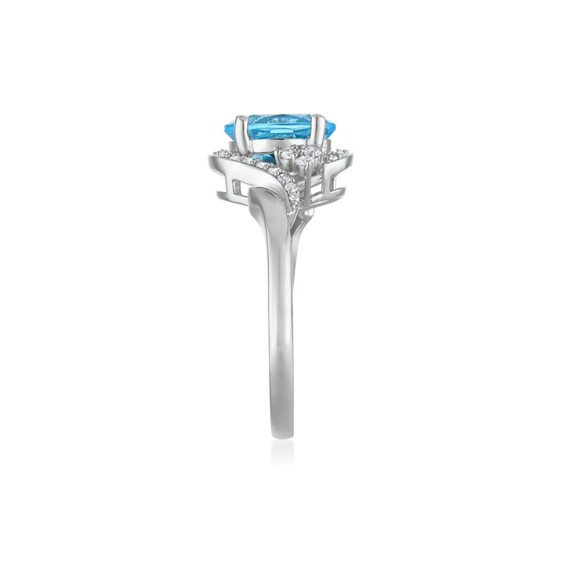 Blue Topaz and Diamond Halo Ring in 14K White Gold &#40;1/5 ct. tw.&#41; – Image 3 of 3
