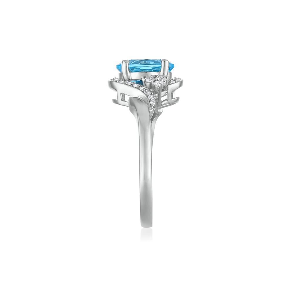 Blue Topaz and Diamond Halo Ring in 14K White Gold (1/5 ct. tw.) – Image 3 of 3