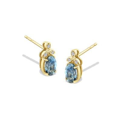 Montana Blue Sapphire & Diamond Accent Stud Earrings in 10K Yellow Gold