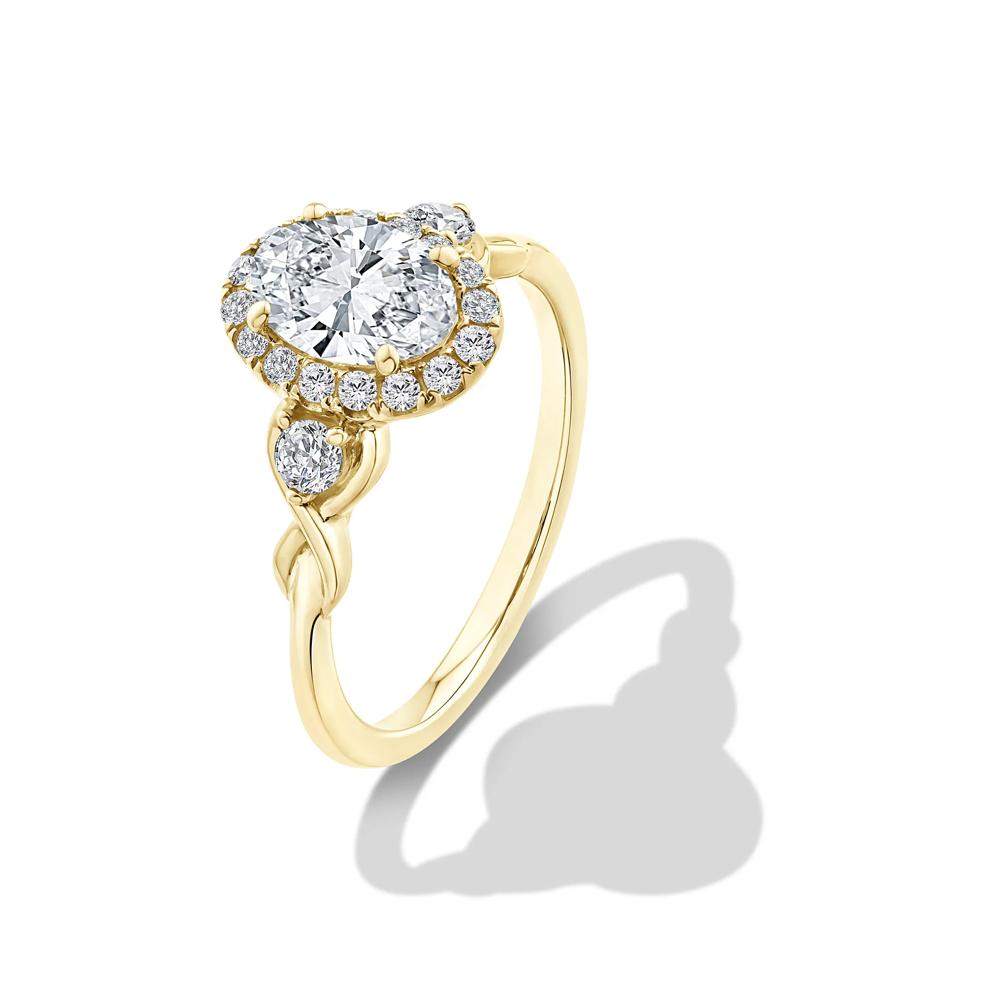 Lab Grown Diamond Oval Halo Engagement Ring in 10K Yellow Gold (1 1/3 ct. tw.) – Image 4 of 4