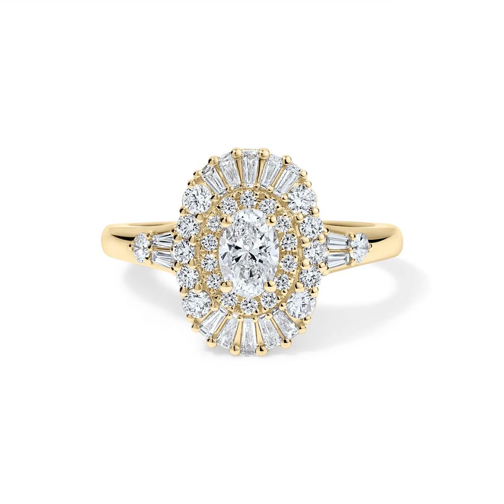 Diamond Oval Halo Engagement Ring in 14K Yellow Gold (1 ct. tw.) – Image 1 of 4
