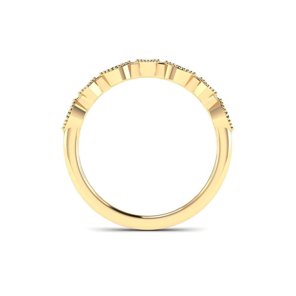 Emerald &amp; Diamond Accent Stack Band in 10K Yellow Gold – Image 2 of 4