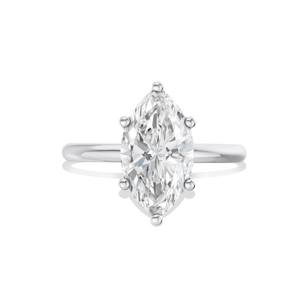 Lab Grown Diamond Solitaire Marquise Engagement Ring in 14k White Gold (3 ct.) – Image 1 of 4