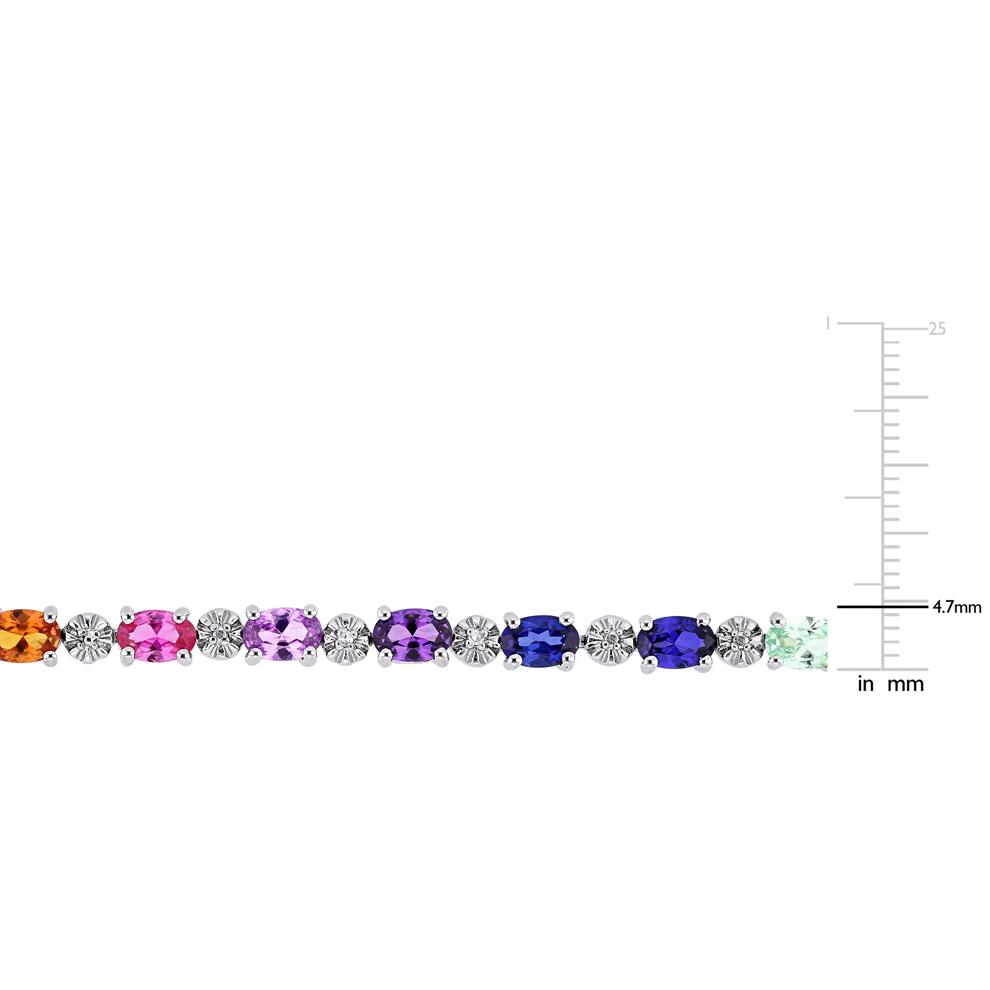 Multi-Color Lab Created Sapphire Bracelet with Diamond Accents in Sterling Silver – Image 3 of 4
