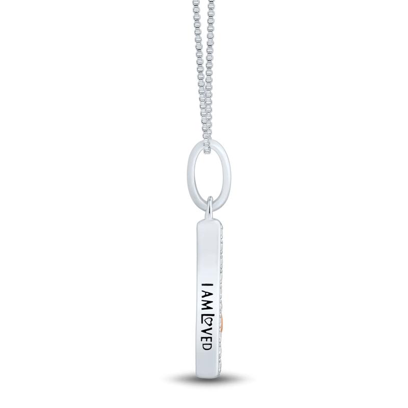 Diamond Accent Initial K Pendant in Sterling Silver and 14K Rose Gold – Image 2 of 3