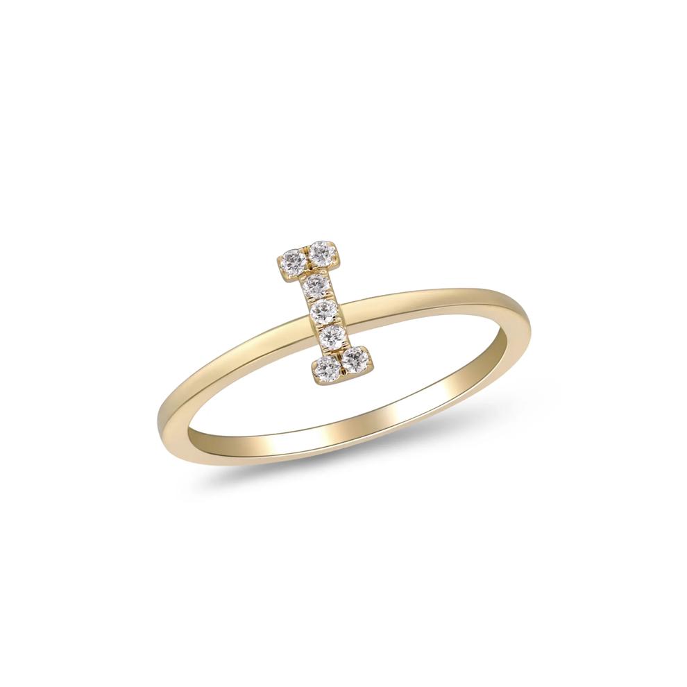 Diamond Accent "I" Initial Ring in 10K Yellow Gold – Image 4 of 5