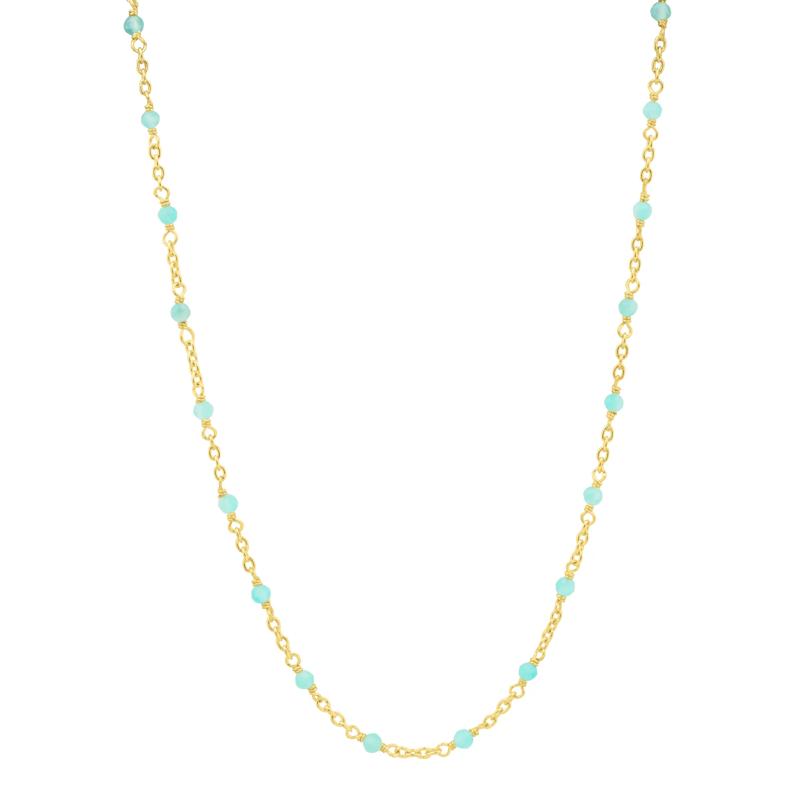 Blue Amazonite Bead Necklace in Vermeil – Image 1 of 2