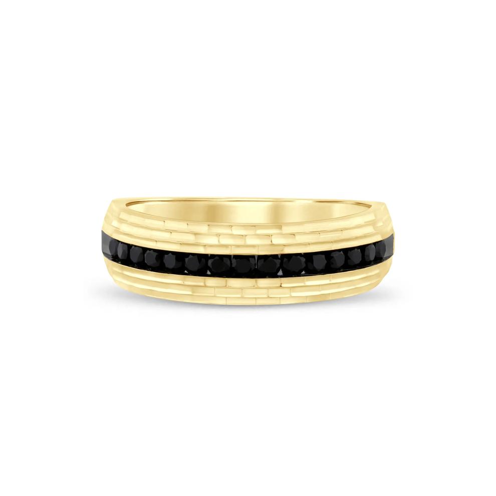 Men's Black Diamond Band in 10K Yellow Gold (1/2 ct. tw.) – Image 1 of 3