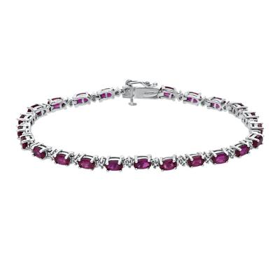 Lab Created Ruby & Diamond Bracelet in Sterling Silver