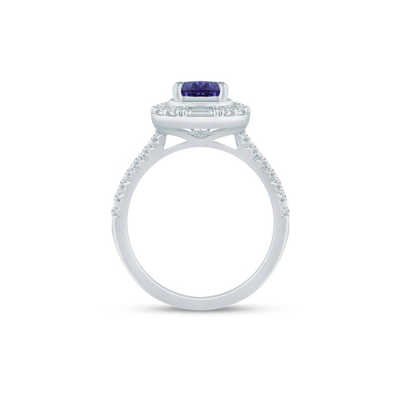 Tanzanite and Lab Grown Diamond Wedding Band in 14K White &amp; Yellow Gold &#40;1/2 ct. tw.&#41; – Image 2 of 3