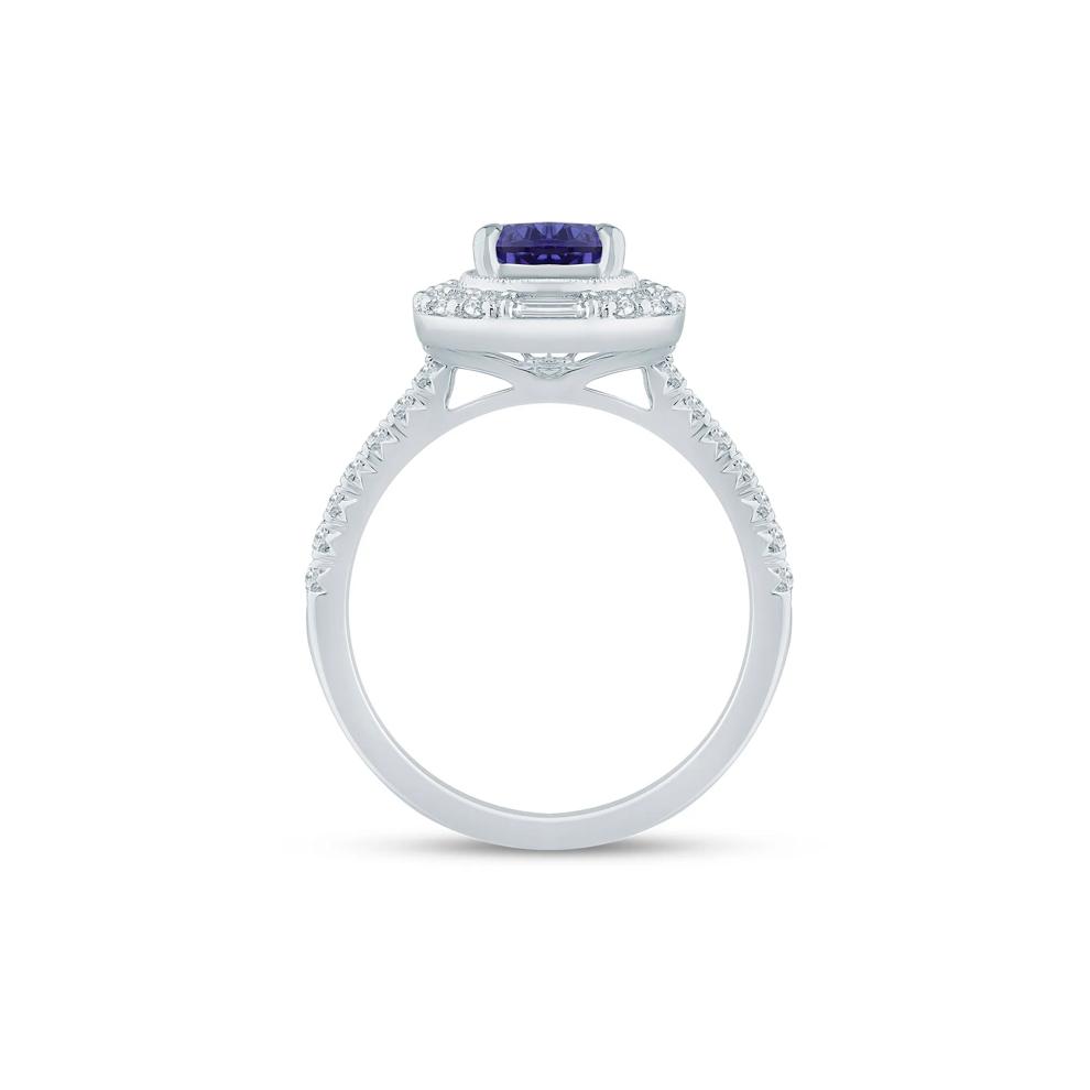 Tanzanite and Lab Grown Diamond Wedding Band in 14K White &amp; Yellow Gold (1/2 ct. tw.) – Image 2 of 3