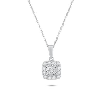 Diamond Princess-Cut Halo Pendant Necklace in 10K White Gold (1/2 ct. tw.)