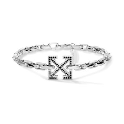 Men's Black Lab Grown Diamond Arrow Design Link Bracelet in Sterling Silver, 8" (1/3 ct. tw.)
