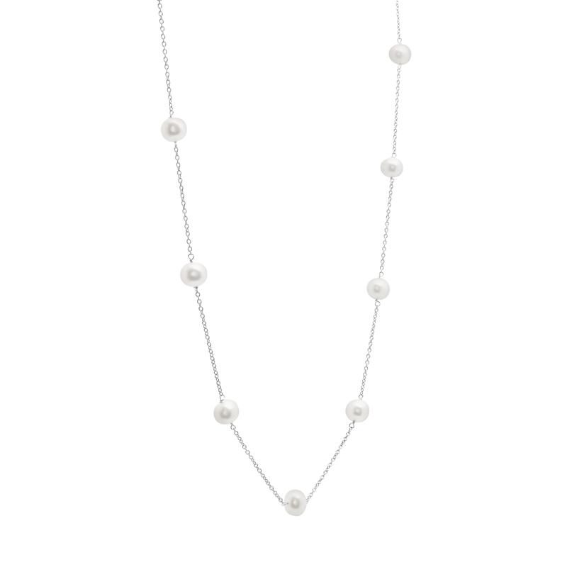 Freshwater Cultured Pearl Earring, Bracelet and Necklace Box Set in Sterling Silver – Image 3 of 7