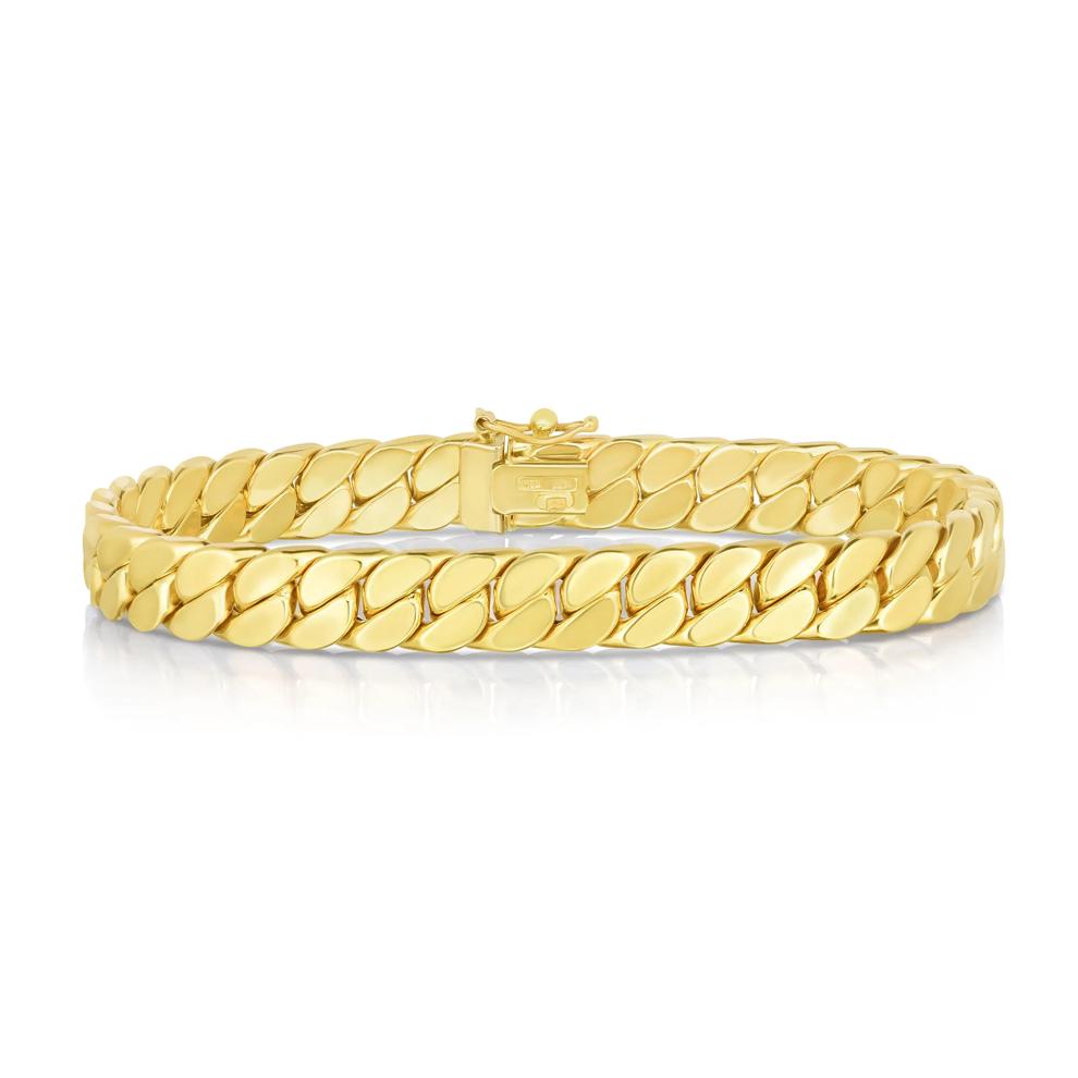 Polished Miami Cuban Bracelet in 14K Yellow Gold, 8MM, 8&rdquo;  – Image 1 of 2