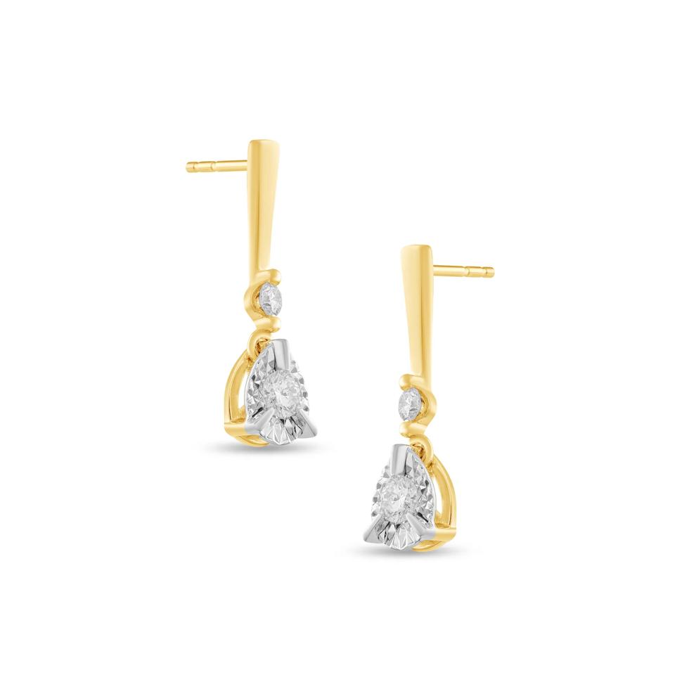 Diamond Pear-Shaped Illusion Drop Earrings in 10K Yellow &amp; White Gold (1/3 ct. tw.) – Image 1 of 2