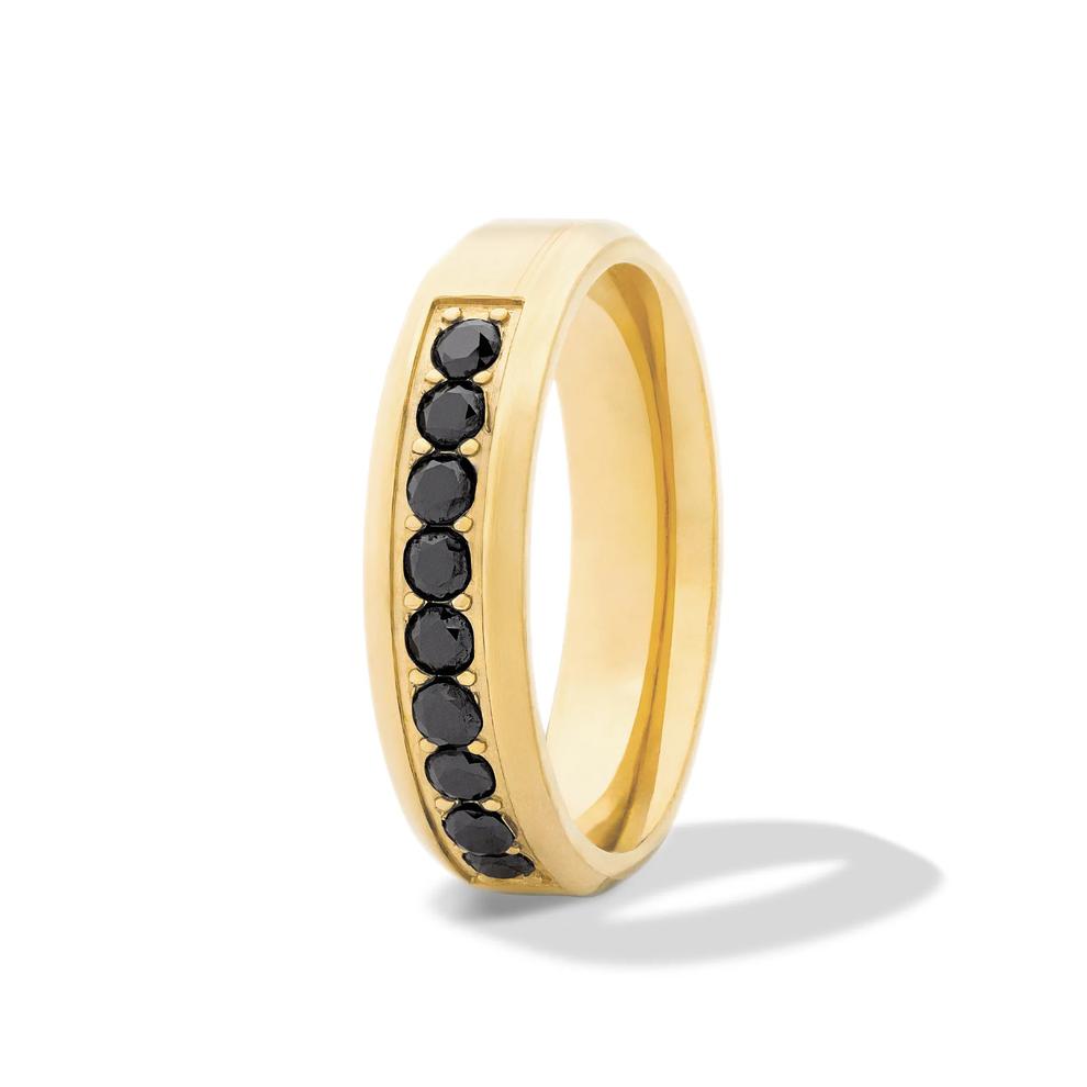 Black Diamond Beveled Band in 10K Yellow Gold, 6mm (3/8 ct. tw.) – Image 4 of 4