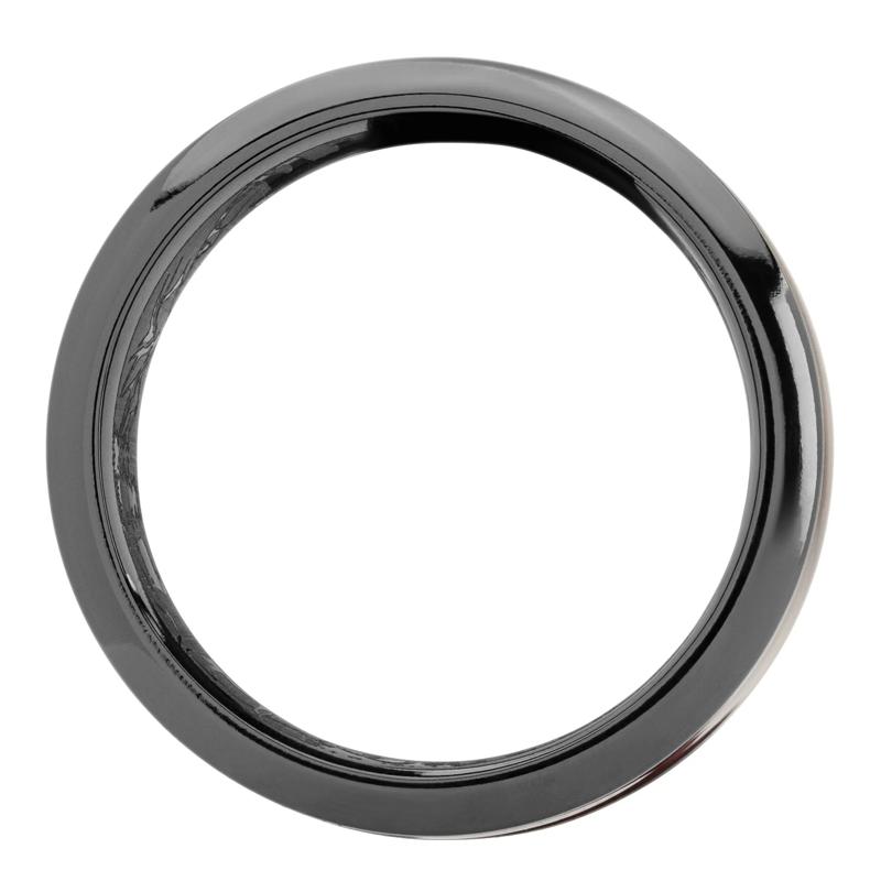 Men&#39;s Bloodwood Inlay Band with Engraved Woodland Interior in Zirconium, 8MM – Image 2 of 3