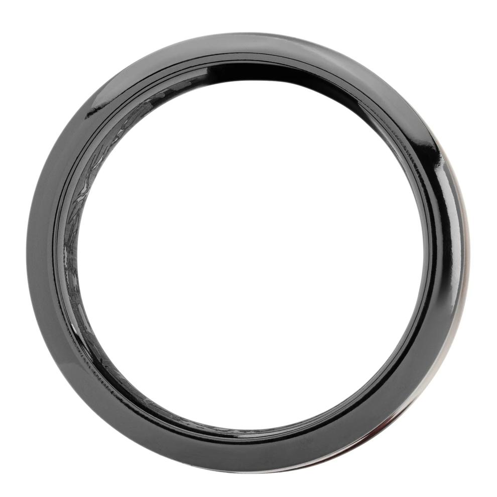 Men's Bloodwood Inlay Band with Engraved Woodland Interior in Zirconium, 8MM – Image 2 of 3