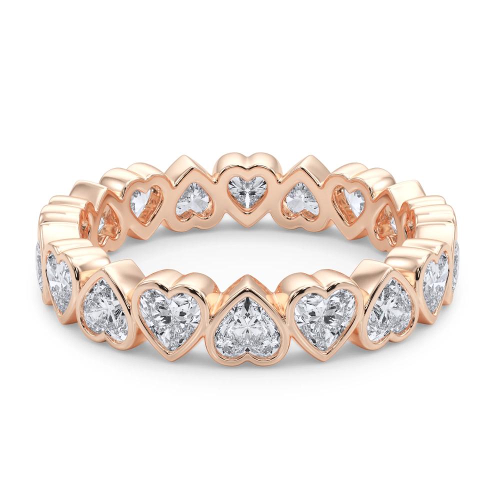 Lab Grown Diamond Heart Bezel Eternity Band in 14K Rose Gold (2 ct. tw.) – Image 4 of 5