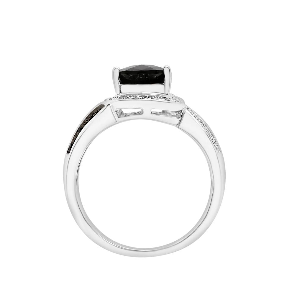 Pear-Shaped Onyx Ring with Black and White Diamonds in Sterling Silver (1/10 ct. tw.) – Image 2 of 5