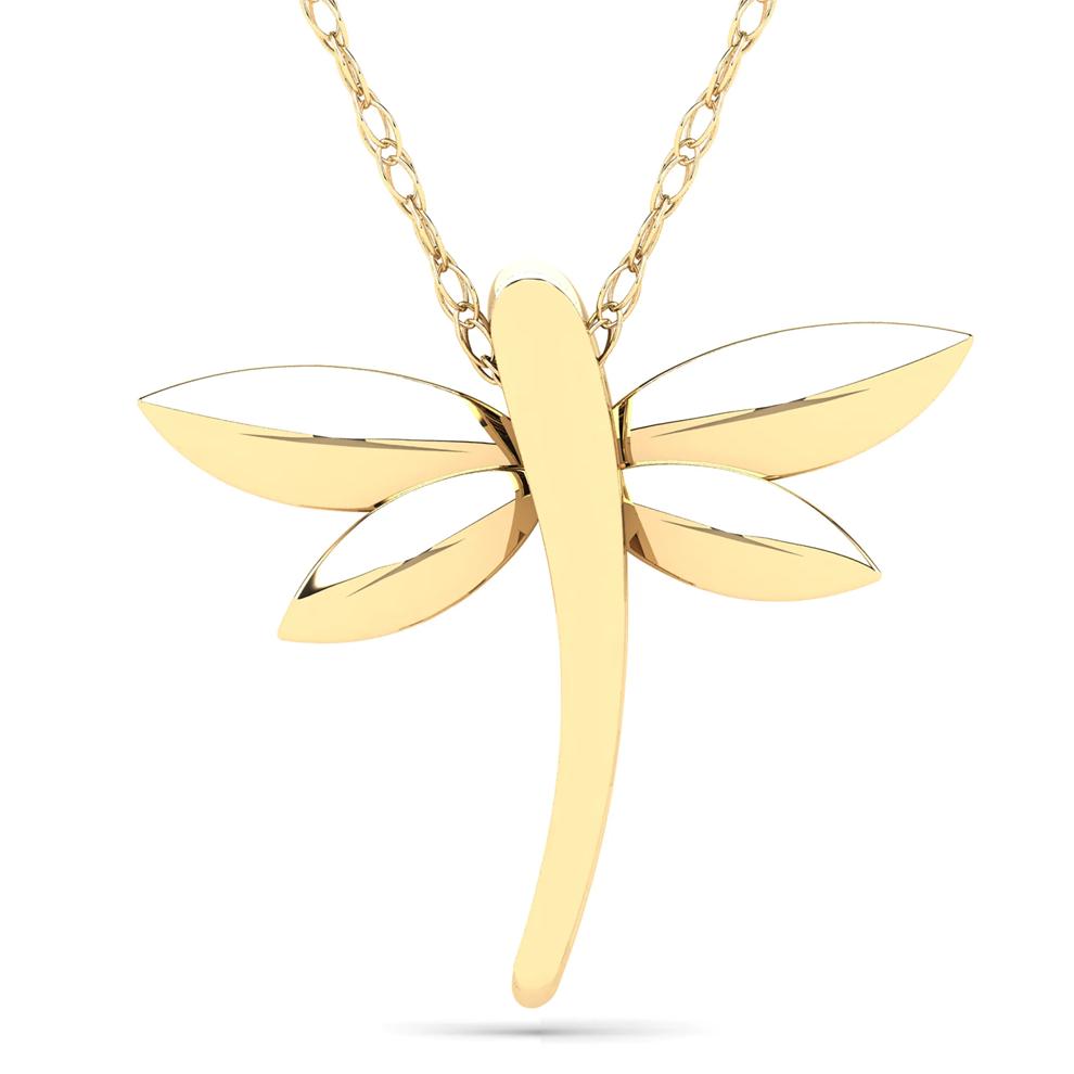 Diamond Accent Dragonfly Pendant in 10K Yellow Gold – Image 3 of 4