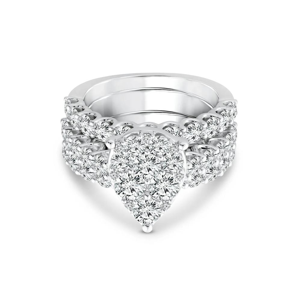 Pear-Shaped Composite Center Diamond Bridal Set in 10K White Gold (4 ct. tw.) – Image 1 of 3